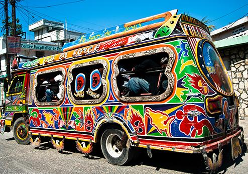 Haiti streets, bus