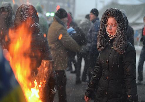 Ukraine, woman on street