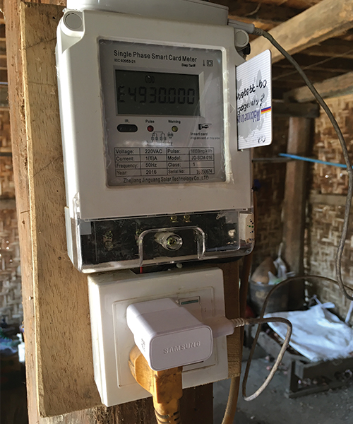 electricity meter powering household devices